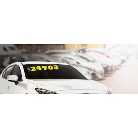 Car Dealer Depot 7 1/2" Yellow & Black Adhesive Windshield Numbers: 7 Pk 158-7